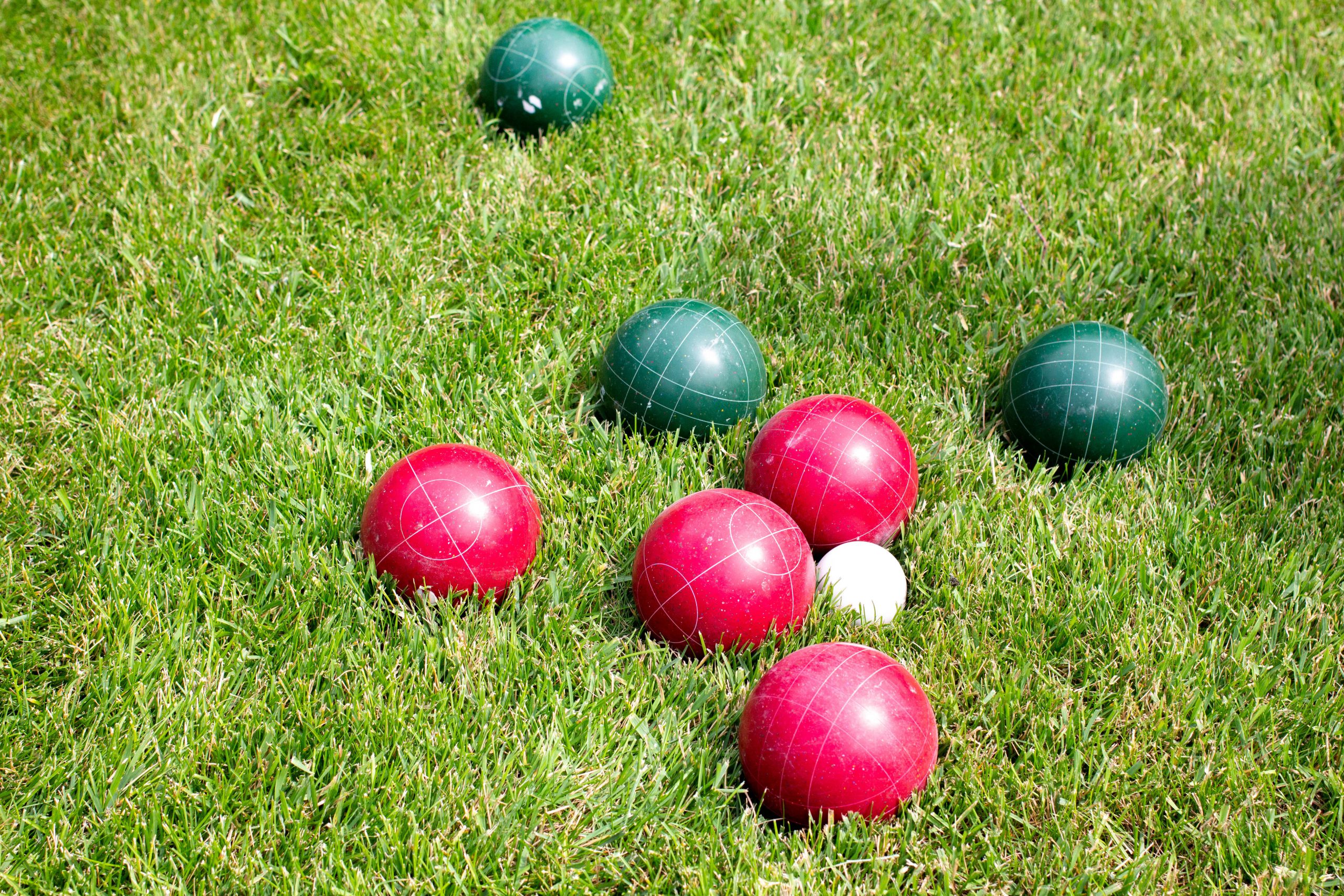 Bocce balls on lawn