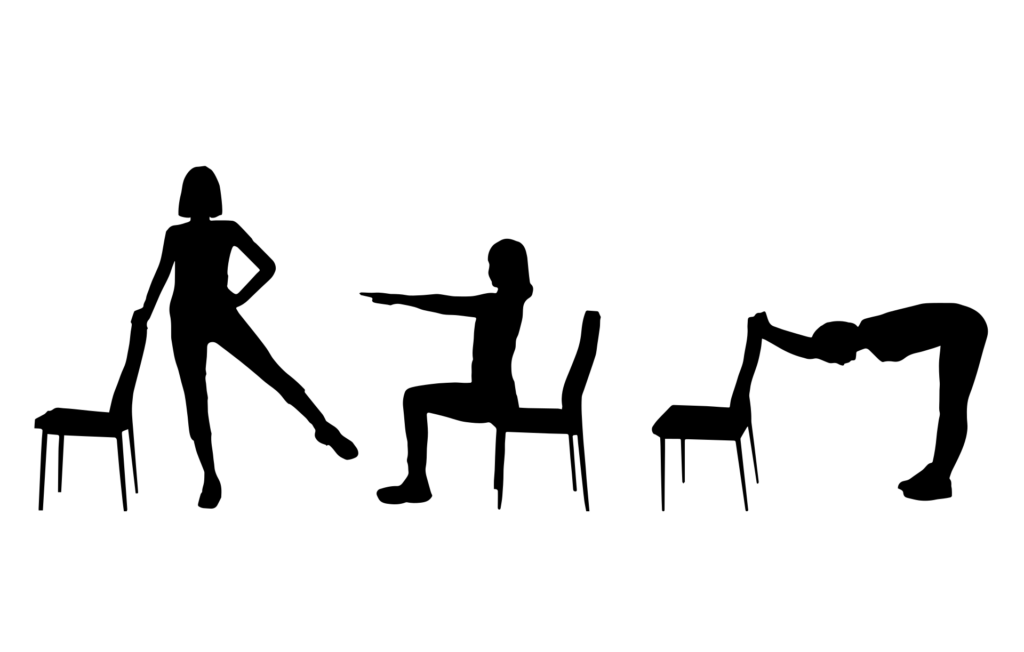 chair exercise silhouette figures