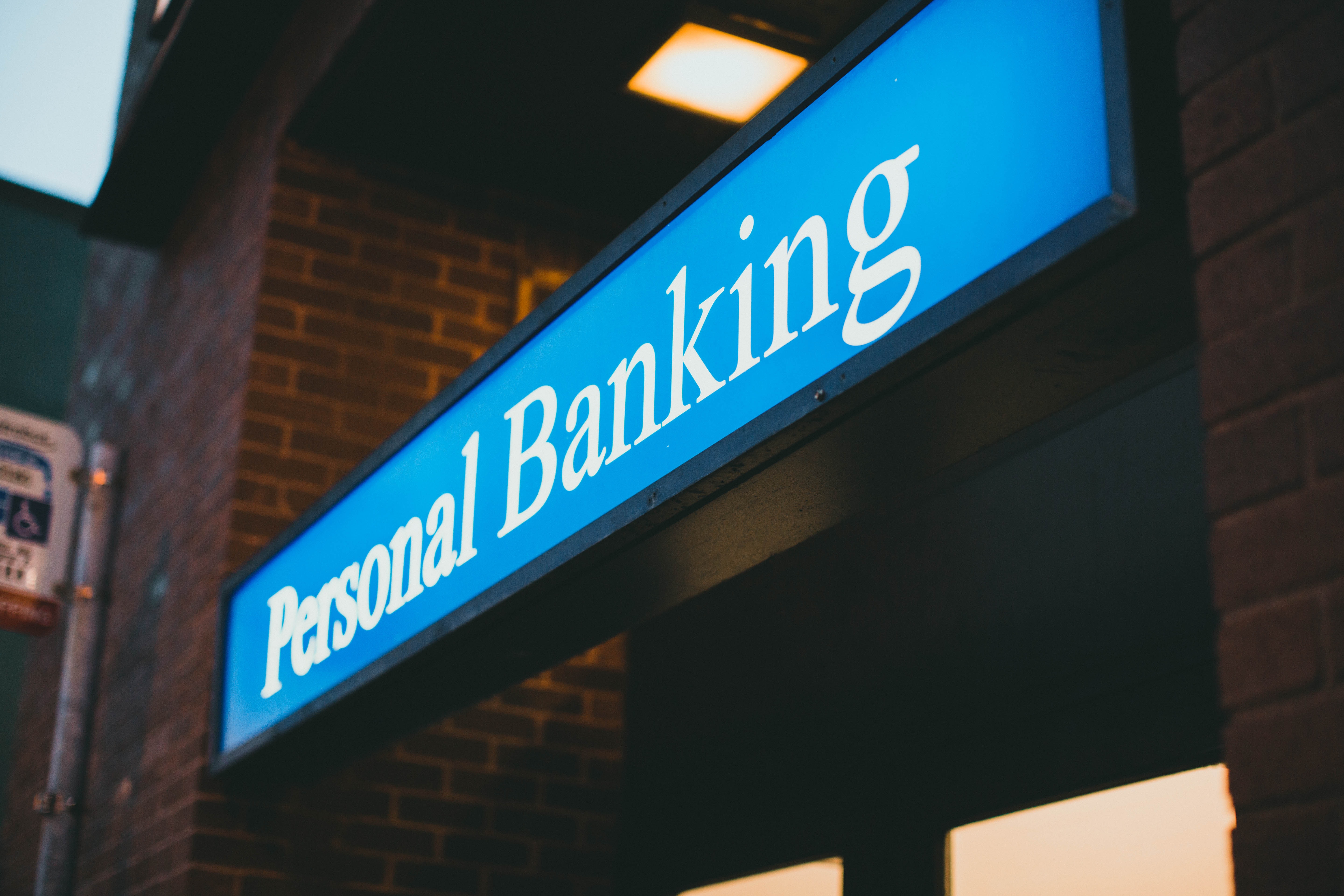 blue personal banking sign