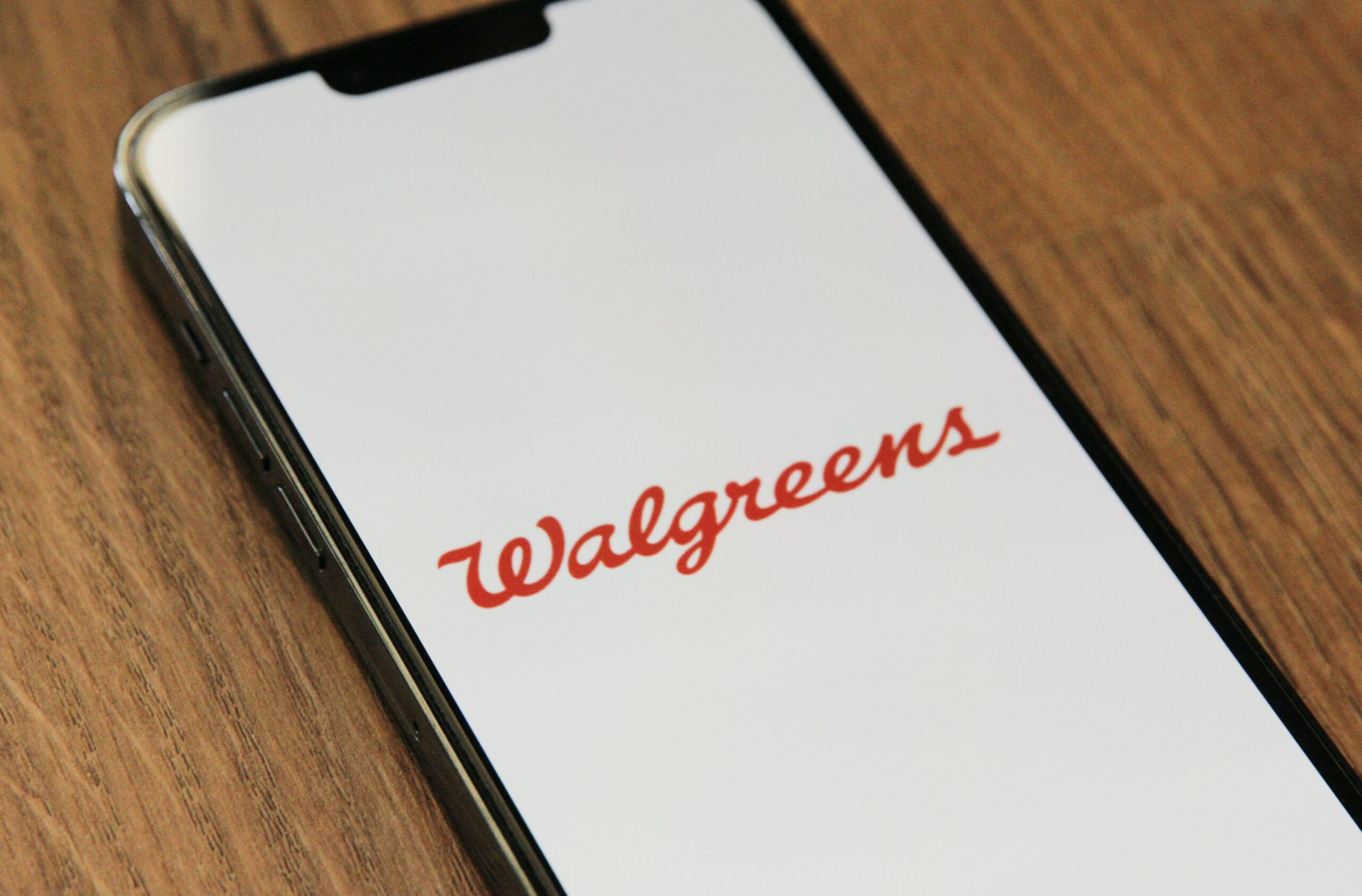 Walgreens red text on white on cell phone